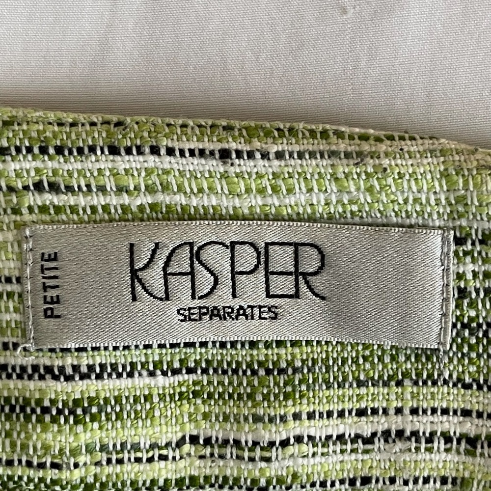 Kasper Women's Green Tweed Textured Co-ord Blazer Skirt Suit Set Size 4P Petite - Picture 9 of 10